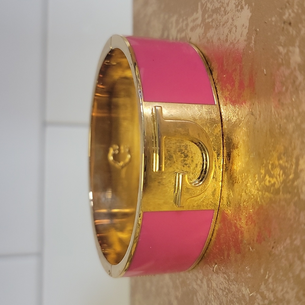 C. Wonder Enamel Initial "J" Hinged Cuff Bangle B… - image 2